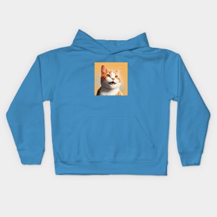 Smiling realistic illustration of ginger cat Kids Hoodie